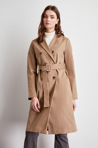 Image of Trendyol Arched Button Closure Long Trench Coat TWOSS20TR0004