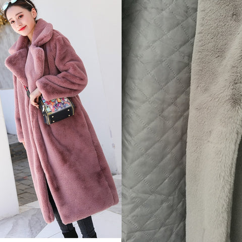 Image of Winter Women High Quality Faux Rabbit Fur Coat Luxury Long Fur Coat Loose Lapel OverCoat Thick Warm Plus Size Female Plush Coats