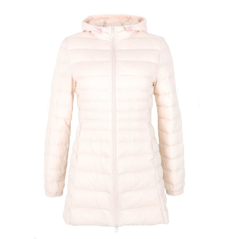 Image of 2019 Spring Matte Ultra Light Down Women Long Jacket Soft Warm Windbreaker Duck Down Coat Gray