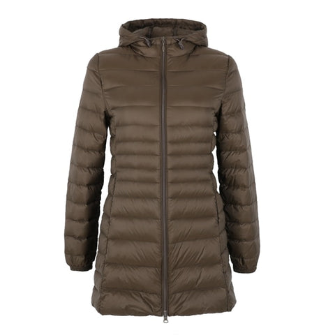 Image of 2019 Spring Matte Ultra Light Down Women Long Jacket Soft Warm Windbreaker Duck Down Coat Gray