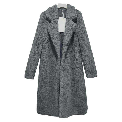 Image of Autumn Winter Faux Fur Coat Women Warm Teddy Bear Coat Ladies Fur Jacket Female Teddy Outwear Plush Overcoat Long Coat