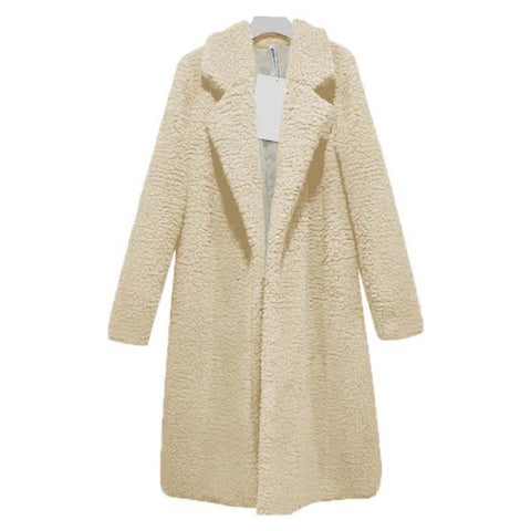 Image of Autumn Winter Faux Fur Coat Women Warm Teddy Bear Coat Ladies Fur Jacket Female Teddy Outwear Plush Overcoat Long Coat