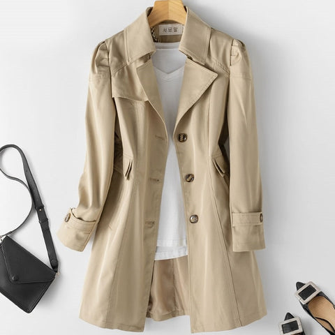 Image of Spring Autumn Trench Coat OL Ladies Trench Coat Woman Trench Coat Long Women Windbreakers Plus Size Trench Coat Femme 5xl Coat