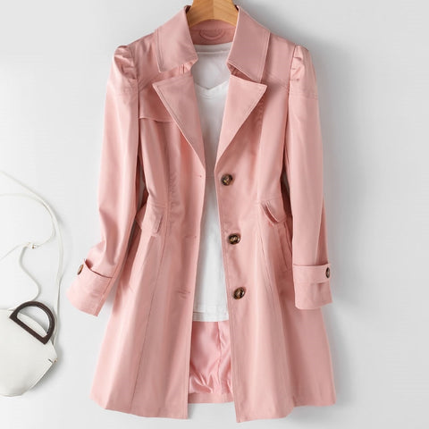 Image of Spring Autumn Trench Coat OL Ladies Trench Coat Woman Trench Coat Long Women Windbreakers Plus Size Trench Coat Femme 5xl Coat