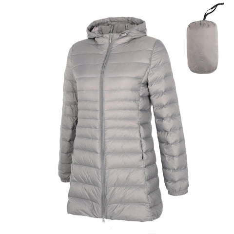 Image of 2019 Spring Matte Ultra Light Down Women Long Jacket Soft Warm Windbreaker Duck Down Coat Gray