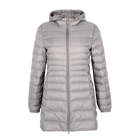 Image of 2019 Spring Matte Ultra Light Down Women Long Jacket Soft Warm Windbreaker Duck Down Coat Gray