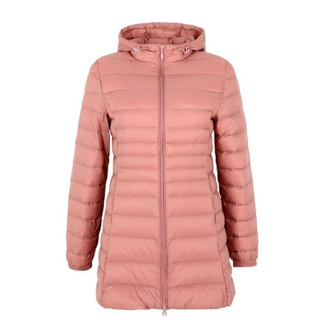 Image of 2019 Spring Matte Ultra Light Down Women Long Jacket Soft Warm Windbreaker Duck Down Coat Gray