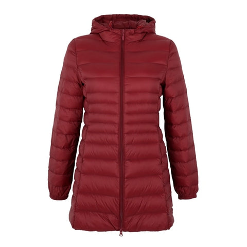 Image of 2019 Spring Matte Ultra Light Down Women Long Jacket Soft Warm Windbreaker Duck Down Coat Gray