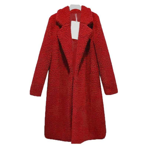 Image of Autumn Winter Faux Fur Coat Women Warm Teddy Bear Coat Ladies Fur Jacket Female Teddy Outwear Plush Overcoat Long Coat