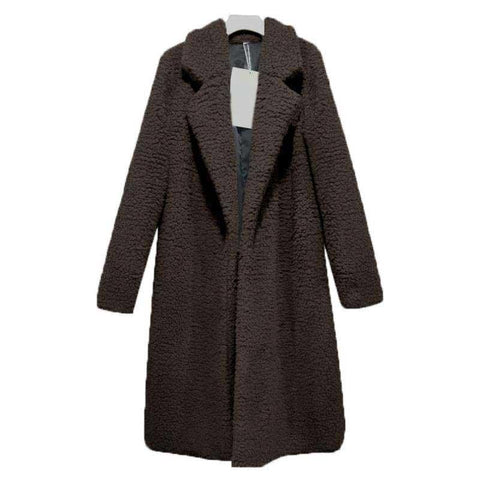 Image of Autumn Winter Faux Fur Coat Women Warm Teddy Bear Coat Ladies Fur Jacket Female Teddy Outwear Plush Overcoat Long Coat