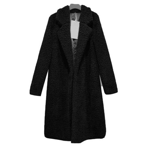 Image of Autumn Winter Faux Fur Coat Women Warm Teddy Bear Coat Ladies Fur Jacket Female Teddy Outwear Plush Overcoat Long Coat