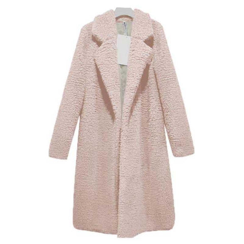 Image of Autumn Winter Faux Fur Coat Women Warm Teddy Bear Coat Ladies Fur Jacket Female Teddy Outwear Plush Overcoat Long Coat