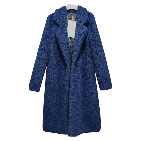 Image of Autumn Winter Faux Fur Coat Women Warm Teddy Bear Coat Ladies Fur Jacket Female Teddy Outwear Plush Overcoat Long Coat